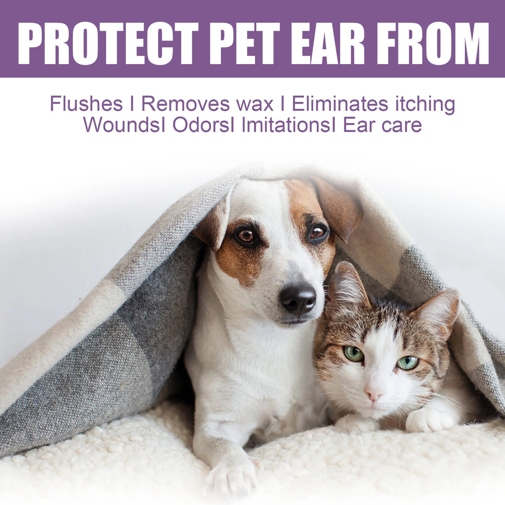 Yegbong Pet Ear Cleaner for Cats And Dogs - Natural Solution Ear Wash Drop Relief from Itching Odor Earwax Mite Killer Qme