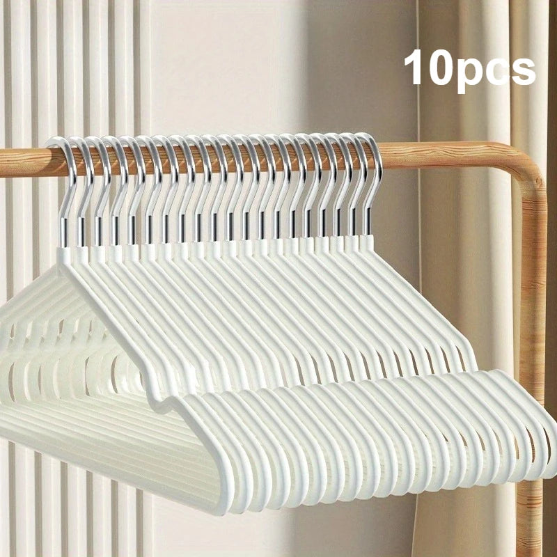 Non-Slip Plastic Clothes Hangers - Space Saving Hangers With Shoulder Grooves Qme White 10pcs