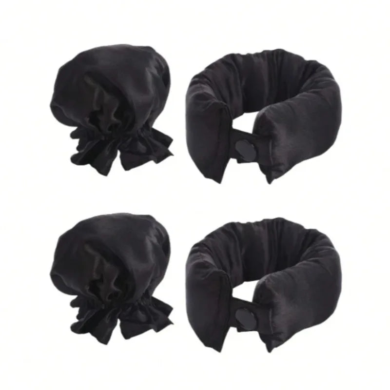 2 4 Satin Heatless Curling Overnight Curl Blowout Rods Soft Hair Qme 4Pcs Black