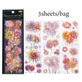 Sticker Pack 3 Sheets/Bag Dazzle Fireworks ThreeDimensional Laser Gold Flat Sheet PET Stickers Handbook Stationery DIY Decorate Qme 3