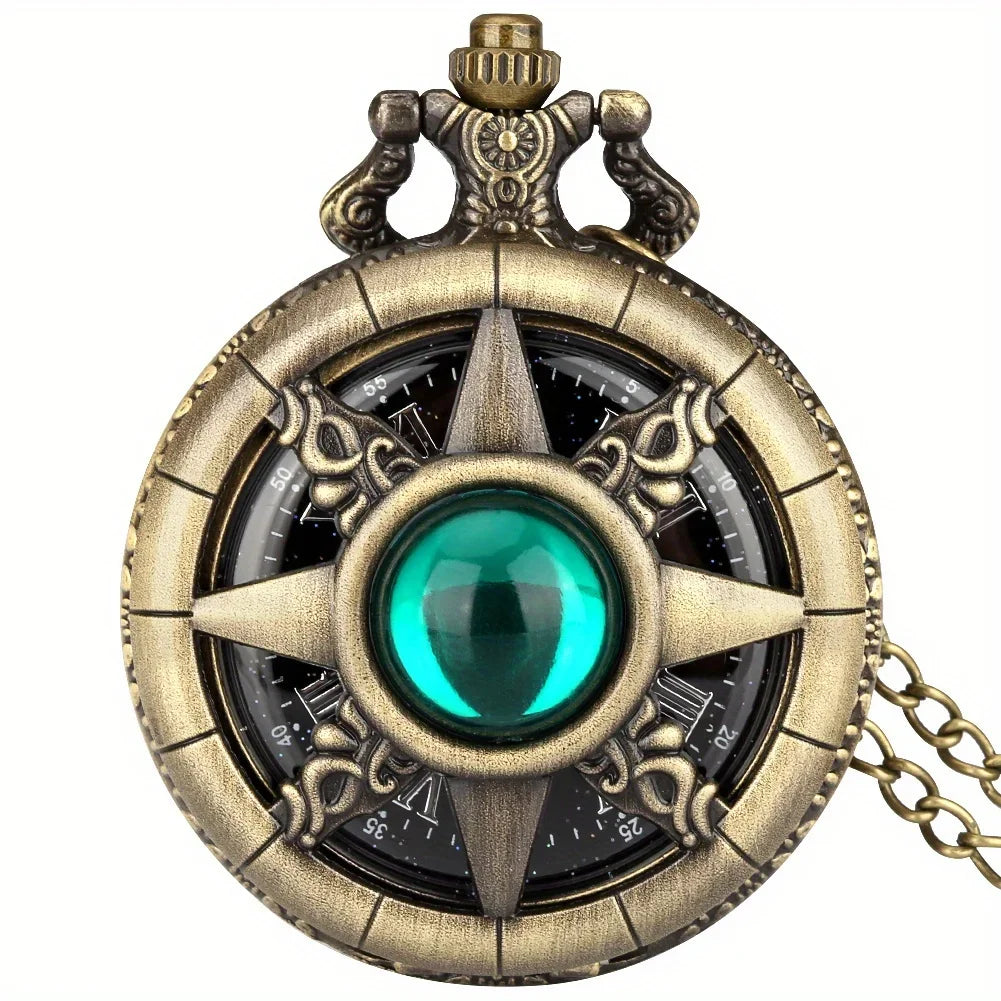 Y2K Cartoon Anime Round Pointer Quartz Watch Vintage Rhinestone Cosplay Necklace Chain Watch For Women Men Collector Gift Qme
