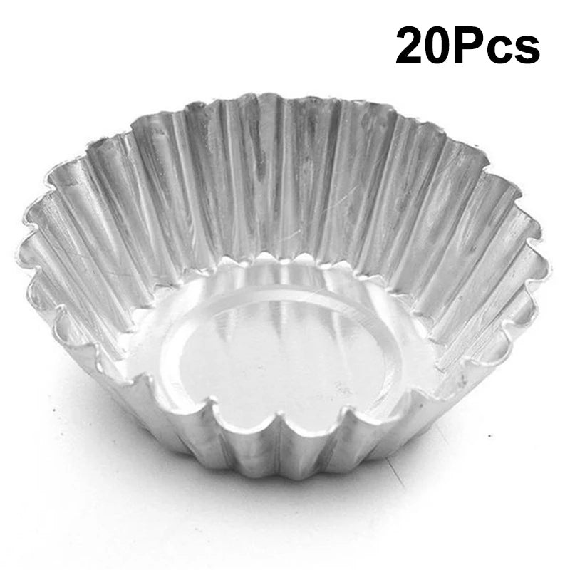 Reusable Non-stick Egg Tart Mold Aluminum Alloy Flower Round Shape Qme Chrysanthemum 20Pcs