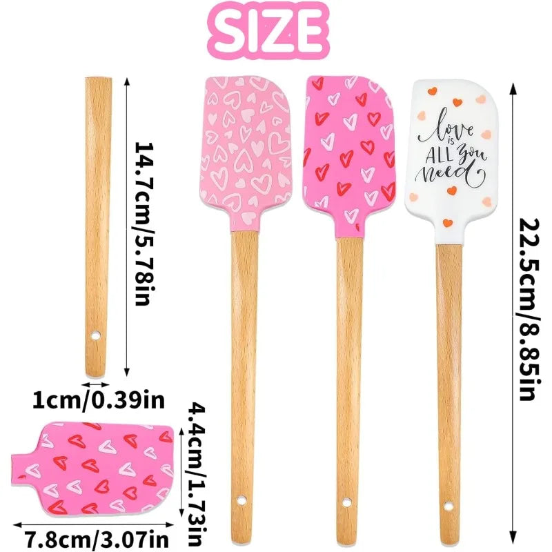 Silicone Spatula Wooden Handles Food Grade Non-stick Cooking Baking Qme