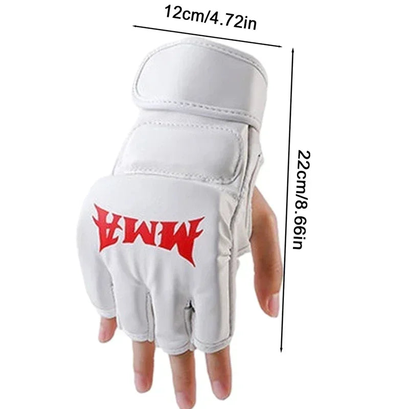 Half-finger Leather Boxing Gloves Adult Training Cushioned Knuckles Qme