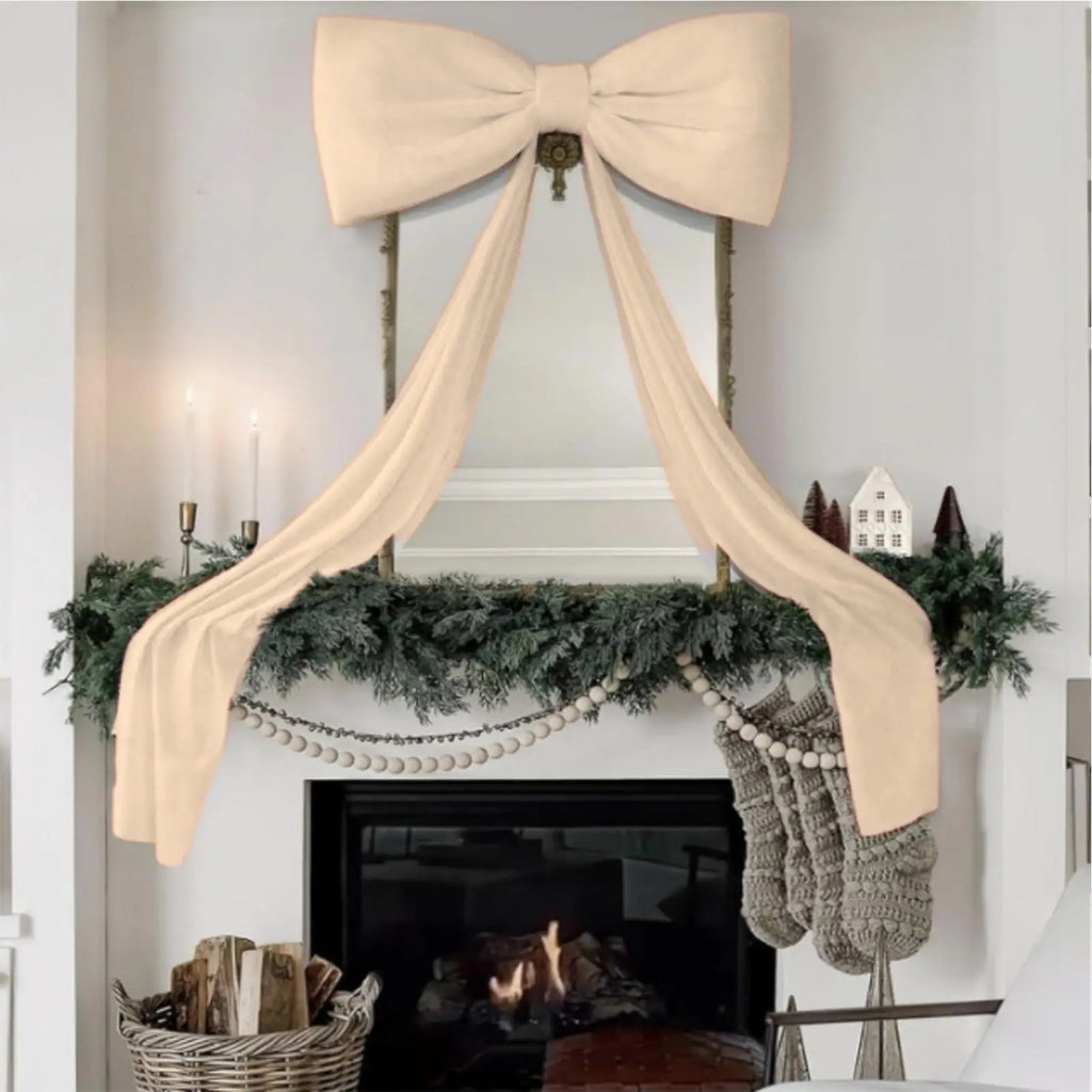 Bow Tree Topper 70.8 Inches Large Velvet Holiday Decorations Holiday Tree Top Decoration For Living Room Entryway Party DECORS Qme