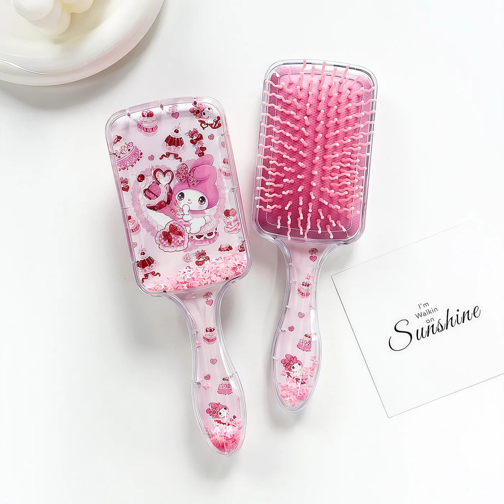 Hello Kitty Kuromi Glitter Cushion Comb Shake-Shake Air-Cushion Comb Cute Hair-Smoothing Comb Qme 2