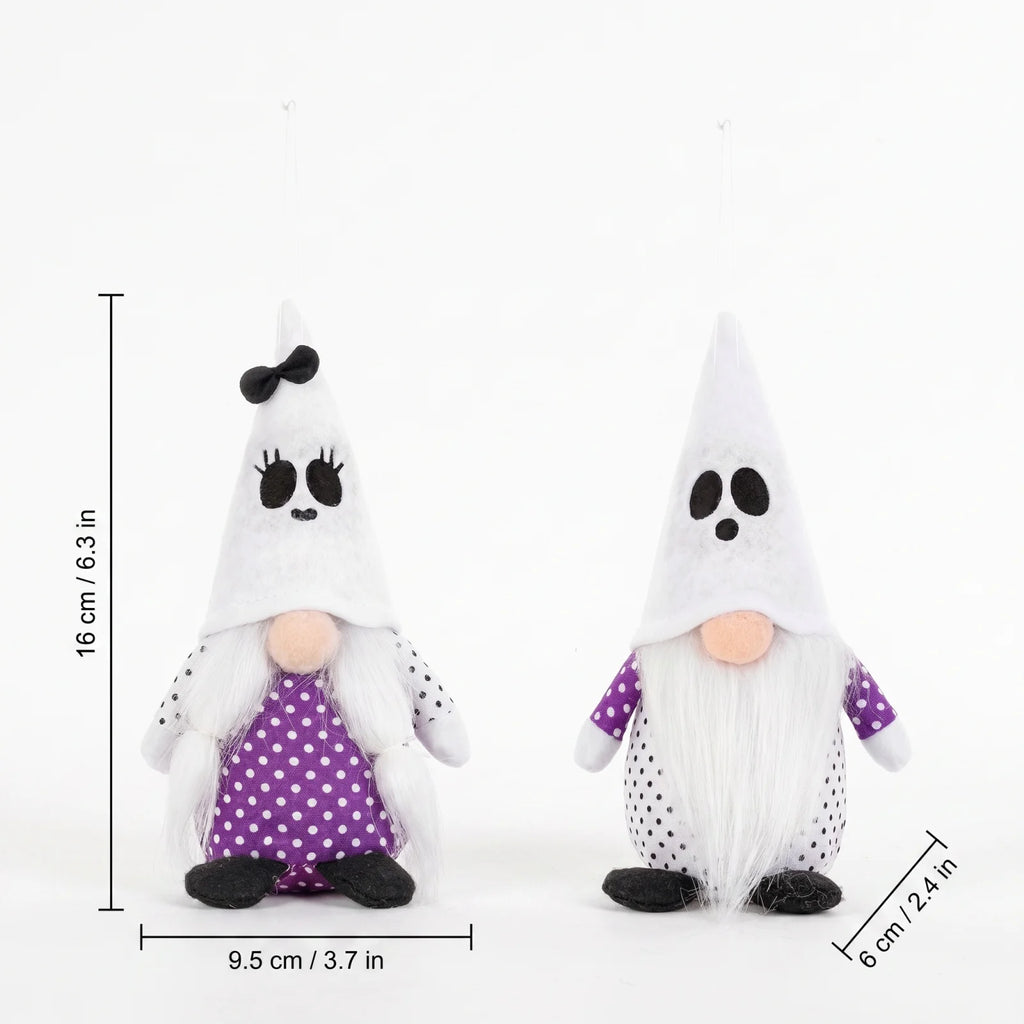 2PCS Handmade Fabric Gnome Set Halloween Faceless Gnome Ornaments Holiday Party Table Decor for Living Room Fun Gift Qme