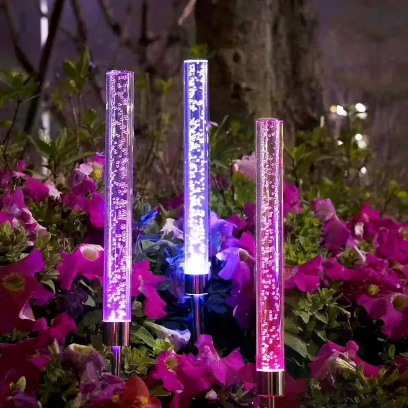 Solar Bubble Bar Garden Light Outdoor Changing Landscape Path Terrace Qme