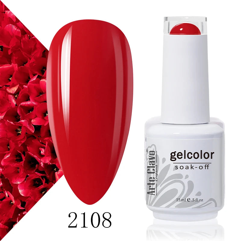 Arte Clavo Solid Gel Nail Polish Rainbow Summer Varnish Soak Off Qme 2108