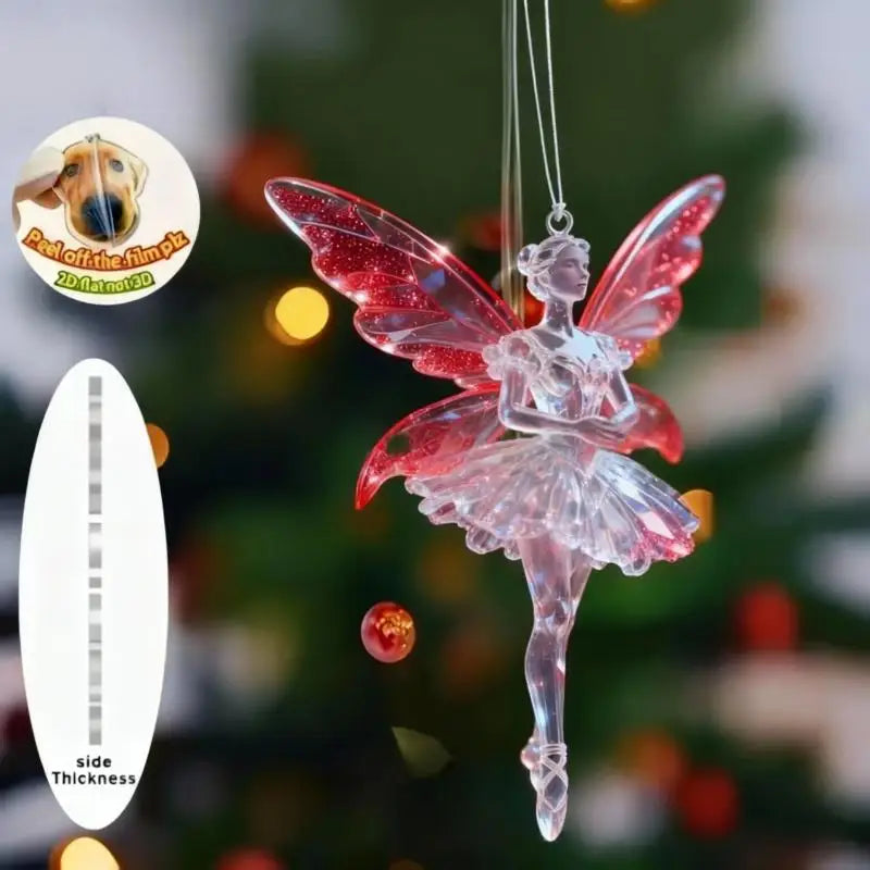 Sparkling 2D Acrylic Pendants Ballerina Simulation Christmas Tree Hangings Car Rearview Mirror Charm Decoration Ornaments Qme A12