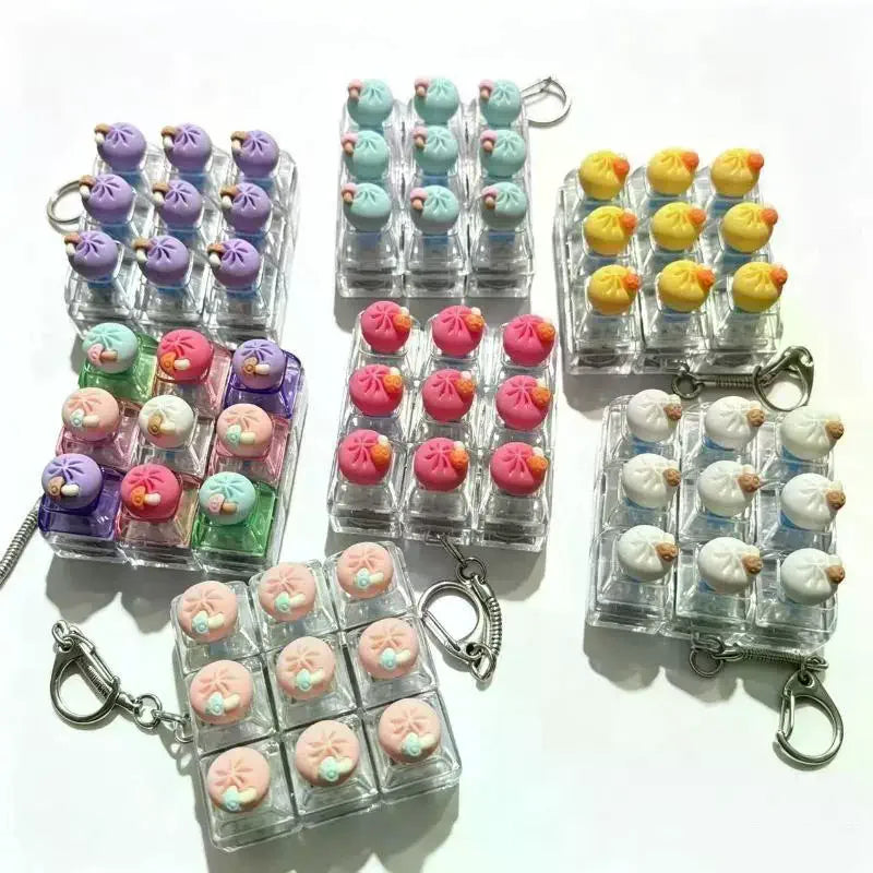 Keyboard Fidget Toy Keychain with LED Light 9 Button Clicker Anti Anxiety Stress Relief Toy for Party Favors Gifts Qme