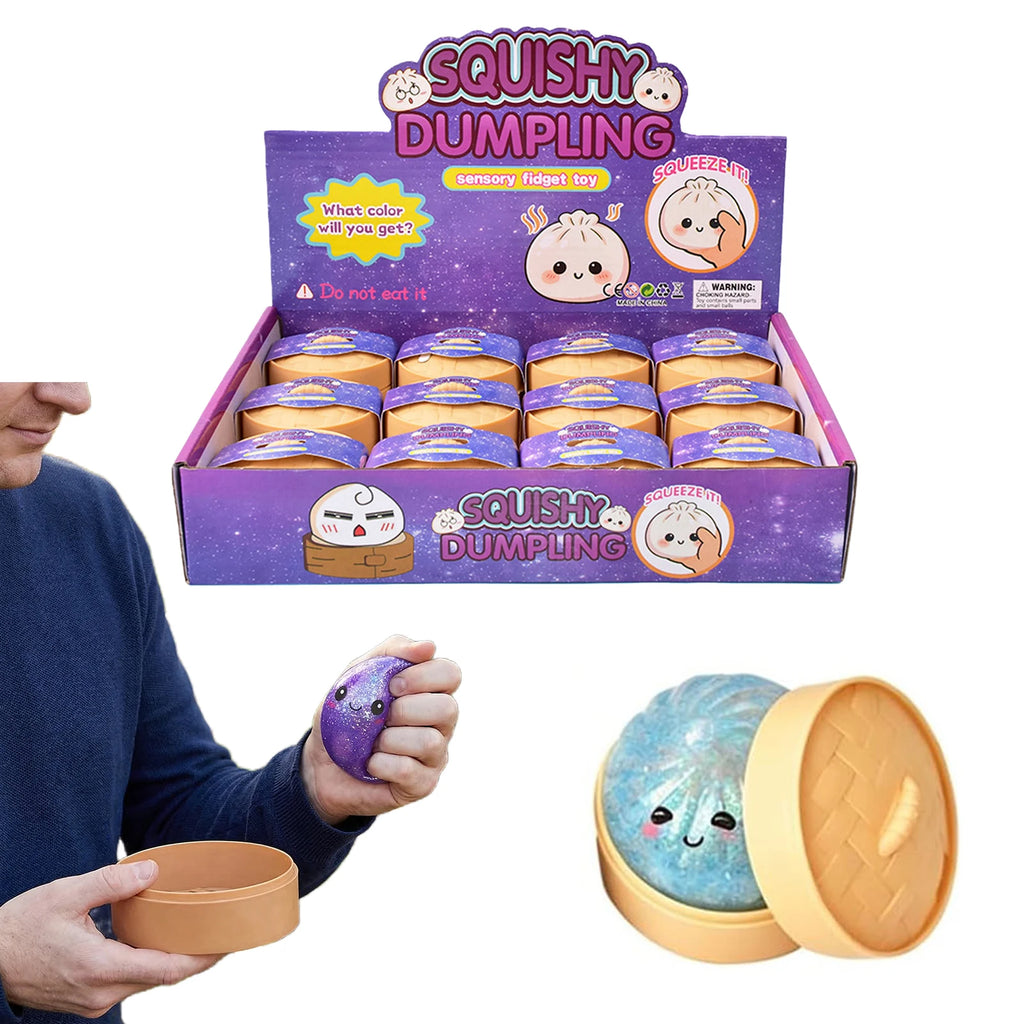 Mini Glitter Dumpling Squishy with Box Dumplings Sensory Squeeze Toy for Stress Relief Decompression Fidget Toy Random Color Qme