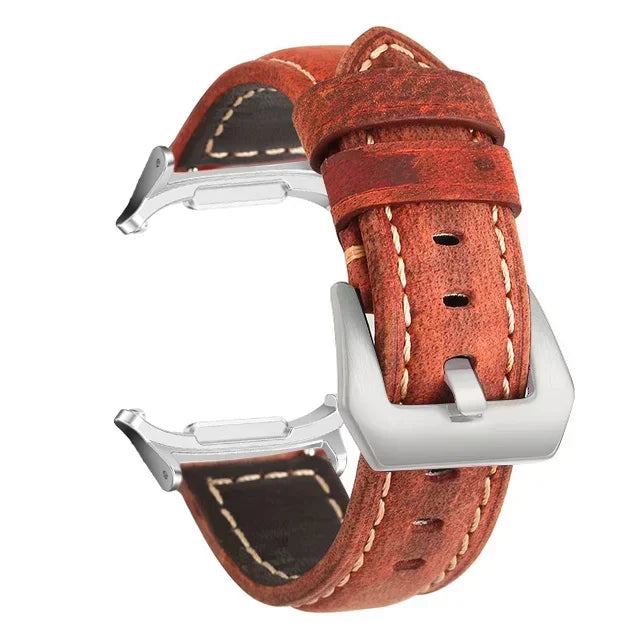 No Gaps Leather Strap for Samsung Galaxy Watch 7 Ultra 47mm Bracelet Wristband for Galaxy Watch Ultra Band Replacement Correa Qme Red-S Watch 7 Ultra 47MM