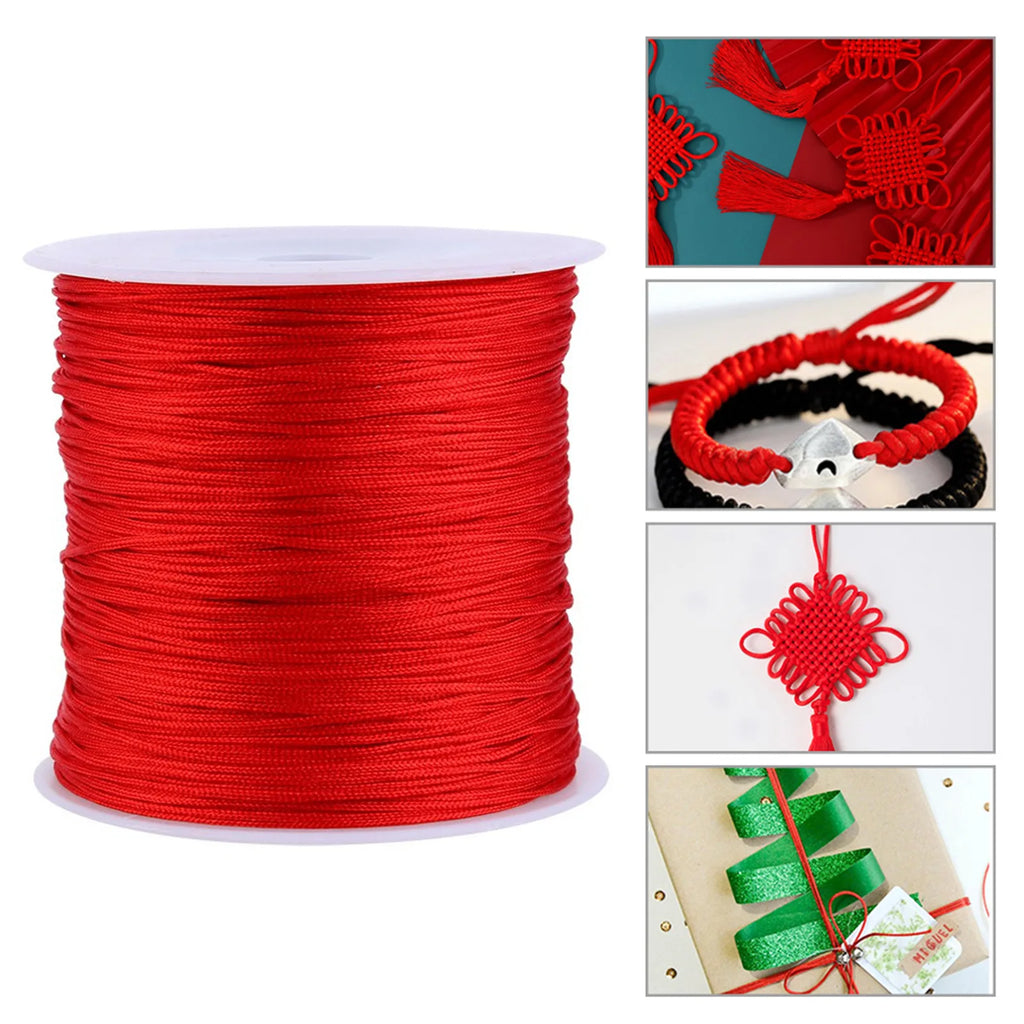 Nylon Chinese Knot Cord 100M X 0.8mm Nylon Chinese Knot Cord Rattail Macrame Shamballa Thread String Red Nylon Macrame Knot Cord Qme