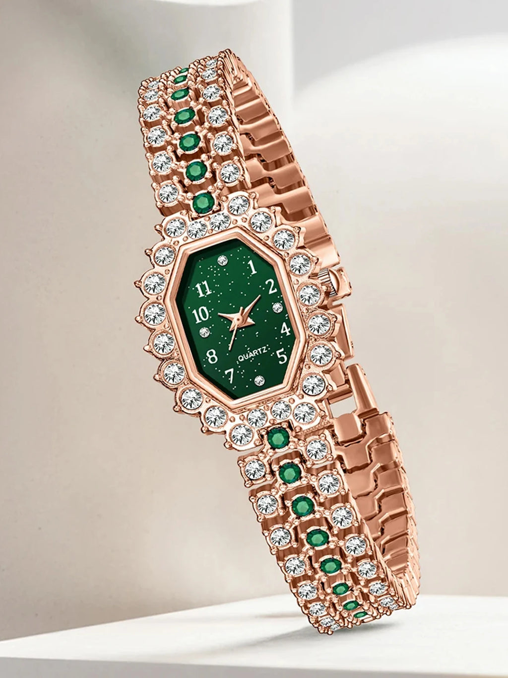 Fashion diamond studded square diamond women's watch bracelet watch quartz watch set Qme