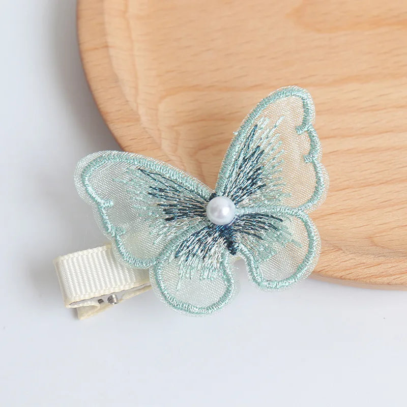 Retro Cute Embroidery Butterfly Exquisite Hairpin Girl Side Clip Top Clip Korean INS Girl Sweet Hairpin Trend Accessories Qme