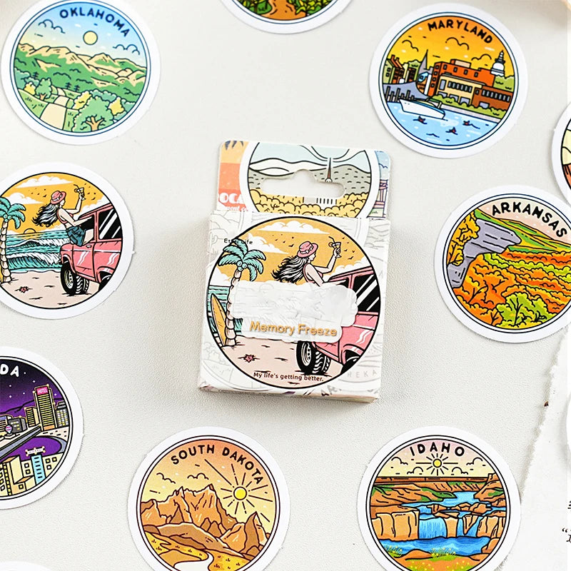 Retro Global Terrain Map Stickers decorating luggage, notebooks, water cups, envelopes and skateboards, junk journal supplies. Qme