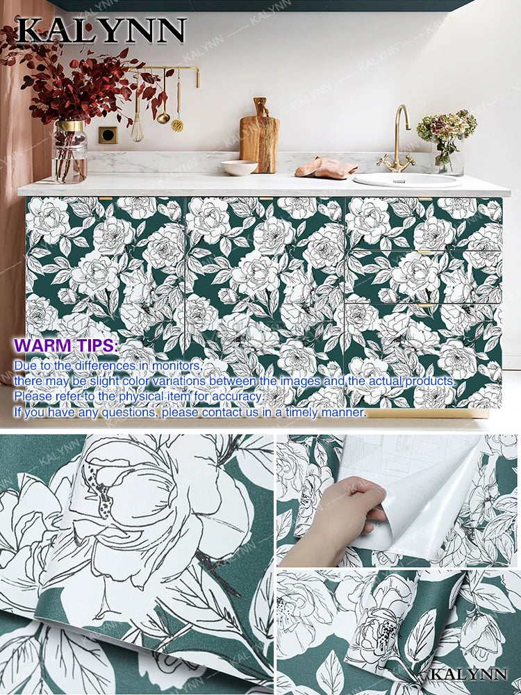 Floral Wall Stickers Self Adhesive Removable Wallpaper Vinyl Contact Qme Yellow Background 1 16FTx17in(5mx45cm)