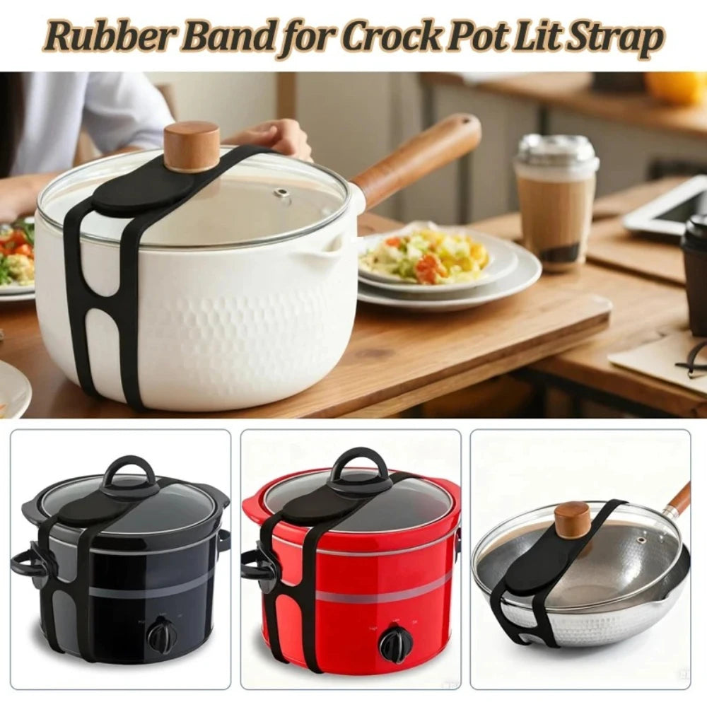 Reusable Silicone Elastic-Bands 3Pcs Pot-Lid Strap Holder Multipurpose for Clay-Pots Bowls Lunch Box Curtain Use Qme