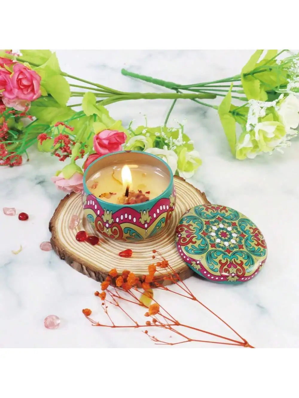 4 Cans Melt Wax Aromatherapy Homemade Soy Candle Cup Flower Candles Qme mint