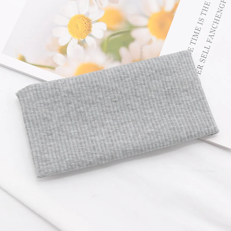 Women Solid Hairband Wide Hair Bands Elastic Headband Makeup Hoop Qme Light Grey One Size