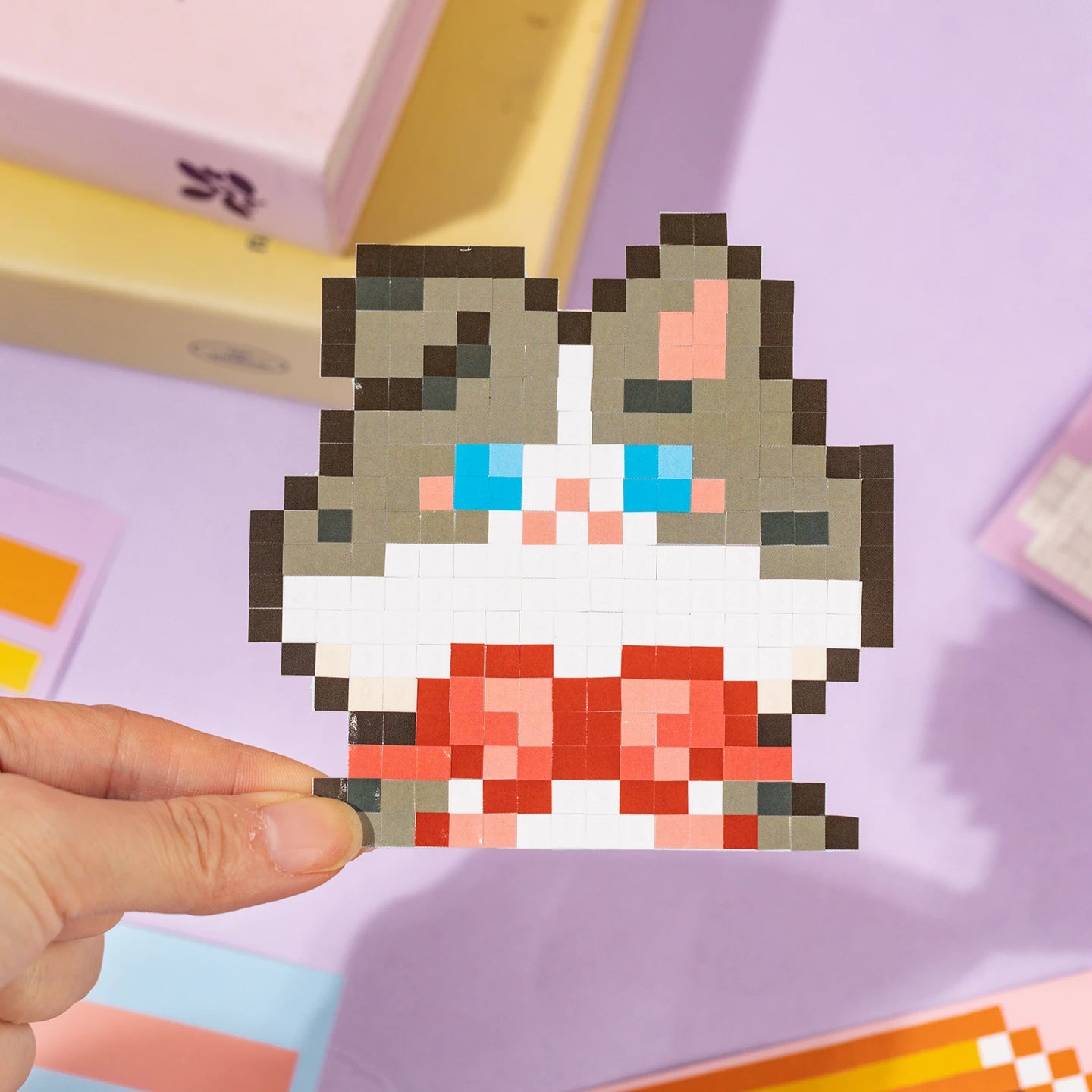 24 Sheets/Bag Cute Animal Themed Pixel Collage Stickers Mini Stress Relief Decals for DIY Scrapbook Guitar Phone Case Notebook Qme