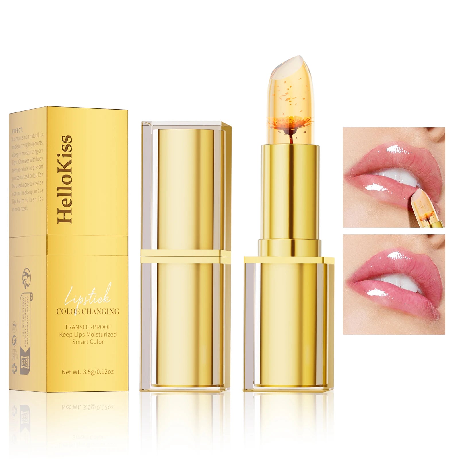 Color Changing Lipstick,Gold Crystal Ph Lipstick Color Changing,Long Lasting 24 Hours Moisturizing Glossy Shine Lip Gloss Qme