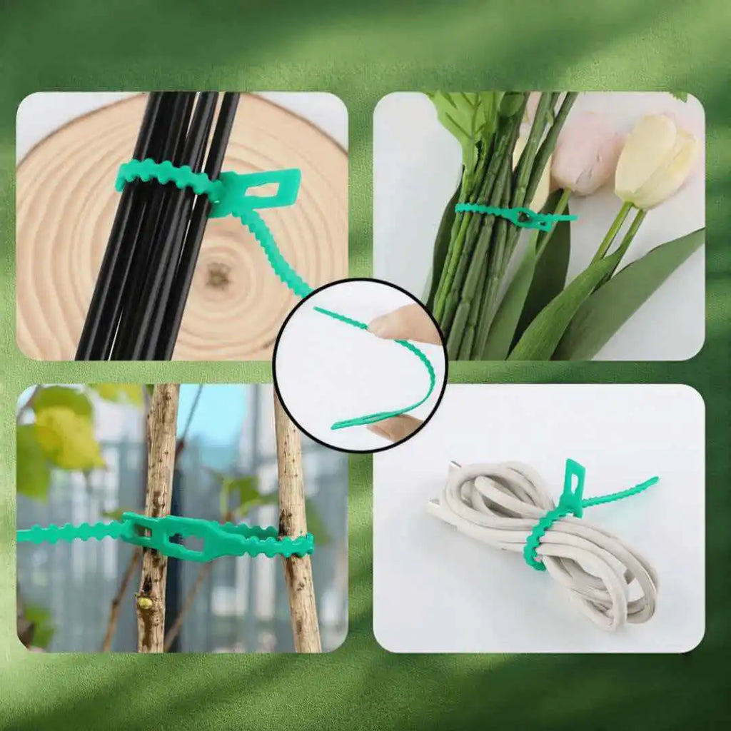 1 pack of 50 green garden zip ties, gardening zip ties can be reused Qme