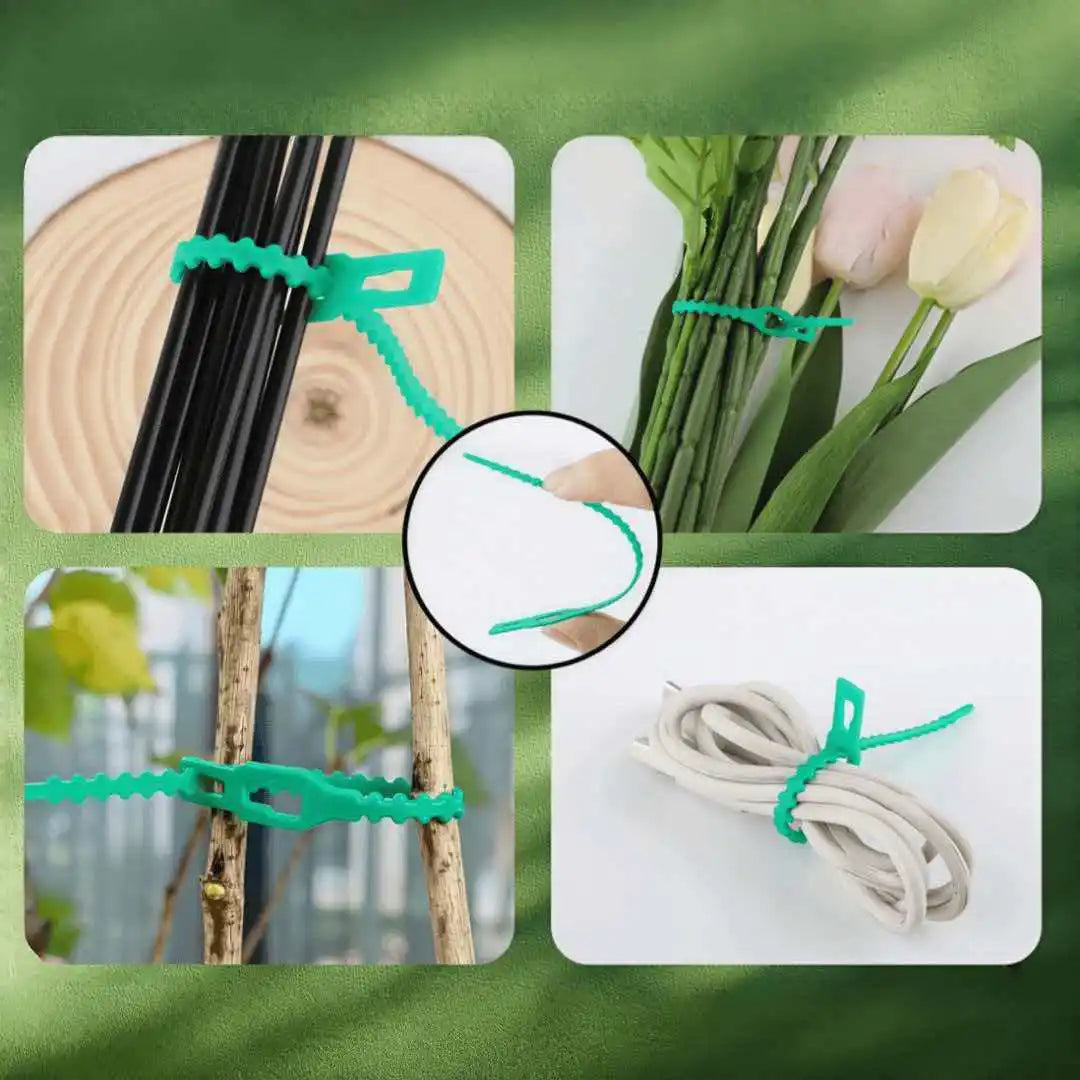 1 pack of 50 green garden zip ties, gardening zip ties can be reused Qme