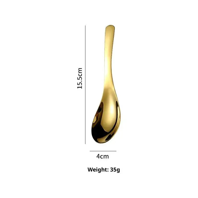304 Stainless Steel Serving Spoons Rust-resistant Long Handle Easy Qme Gold M