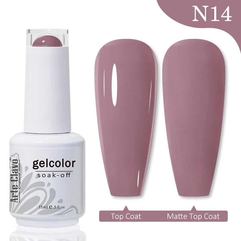 Arte Clavo15ml Gel Nail Polish Art Nude Colors Colorful Soak Off UV Qme N14