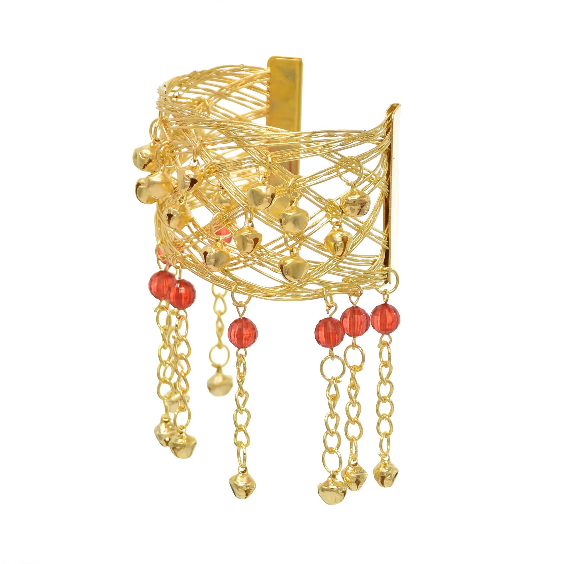 Classic Ethnic Style Miao Open Bell Bracelet Dance Performance Clothing Arm Ring Accessories Jewelry Qme Light Yellow Gold Color