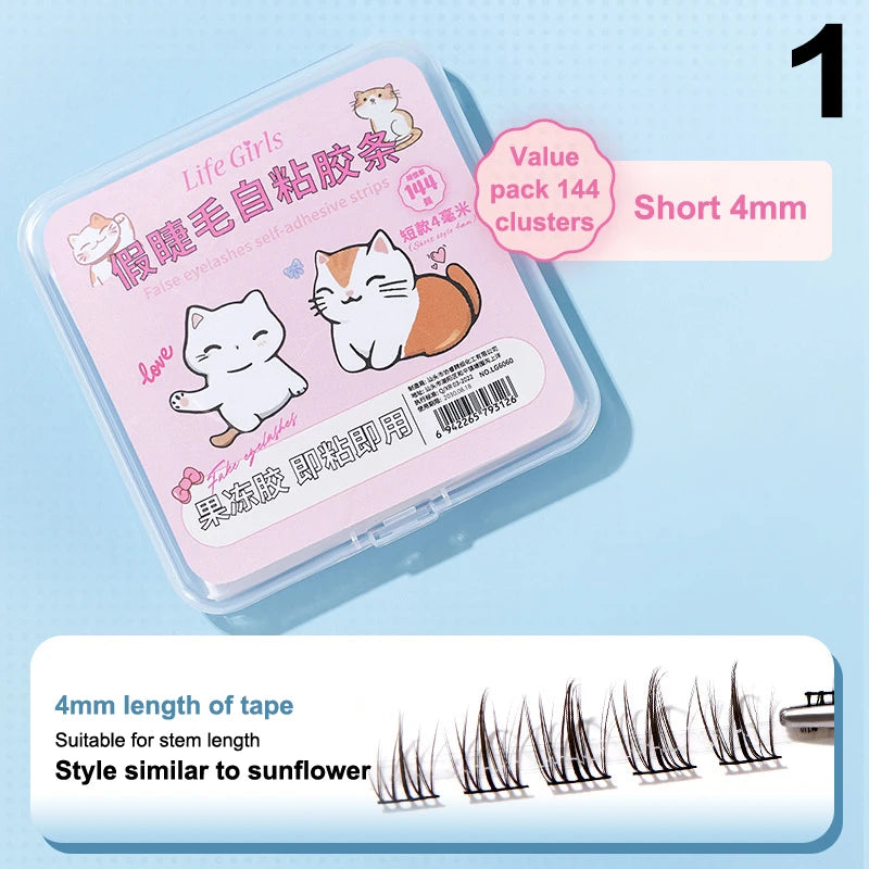 Short Long False Eyelashes Glue Strips White Glue-free Jelly Qme 1