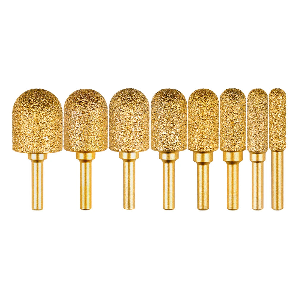 1PC 8-25mm Diamond Grinding Head 6mm Round Handle For Metal Stone Engraving Polishing Burr Tools Qme