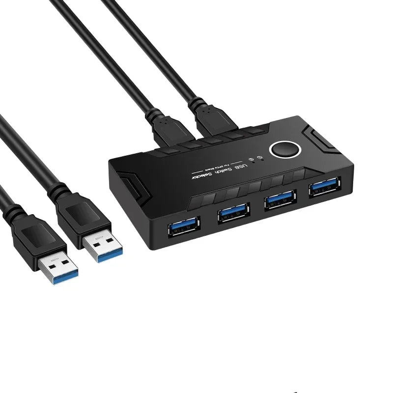 USB KVM Switch USB 3.0 2.0 Switcher KVM Switch for Windows10 PC Keyboard Mouse Printer 2 PCs Sharing 4 Devices USB Switch Qme
