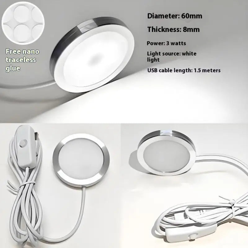 USB Circular Wltra-thin Aluminum Alloy Lamp 5V 3D Printer Accessories Qme White