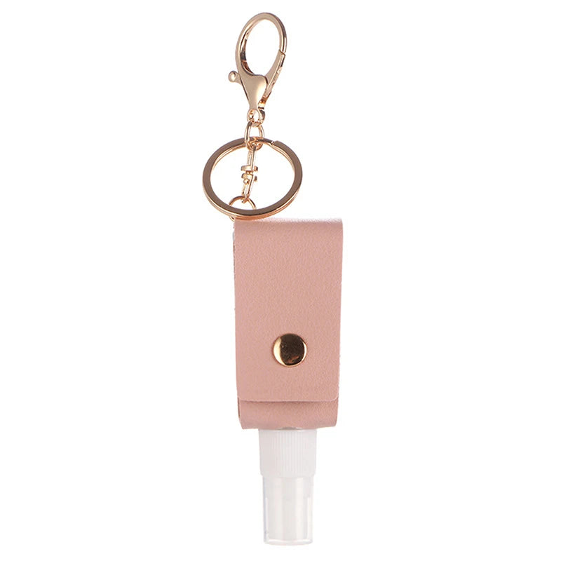 Hand Sanitizer Bottle Mini Hands Hydroalcoholic Gel PU Leather Qme Light pink