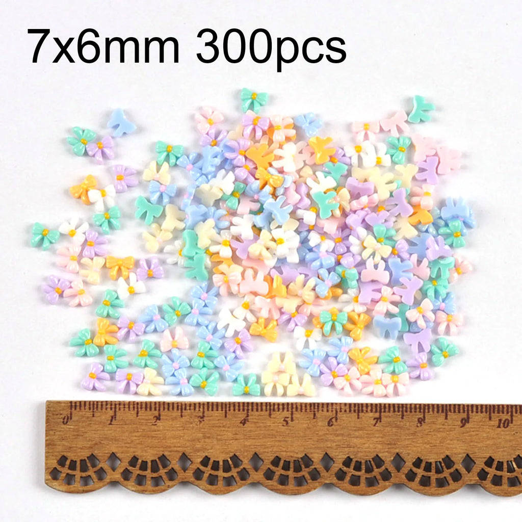 50/200Pcs 6-12mm Colord Butterfly/Bow Resin Embellishments Flatback Cabochons Crafts Scrapbooking Making DIY Nail Arts C4109 Qme 7x6mm 300pcs