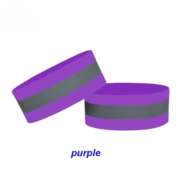 Outdoor Sports Night Running Cycling Jogging Elasticated Reflective Safety Arm Band Wristband Warning Reflector Tape Qme purple 4x35CM 10pcs