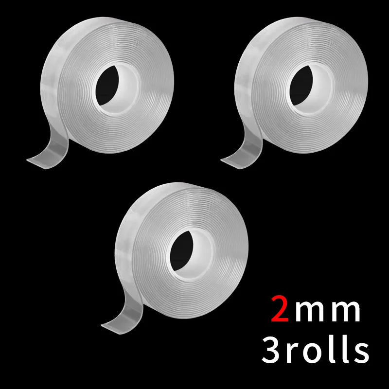 Ultra-thick Nano Tape Is Traceless, Transparent, High-Viscosity, Double-Sided Tape, Strong Adhesion Kitchen Household Waterproof Qme 2mm-3rolls 5M 40mm