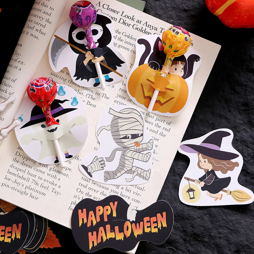Halloween Lollipop Cards—Pack of 30: Fun Halloween Candy Cards for Kids, Featuring 6 Different Witch Designs to Celebrate Halloween Qme
