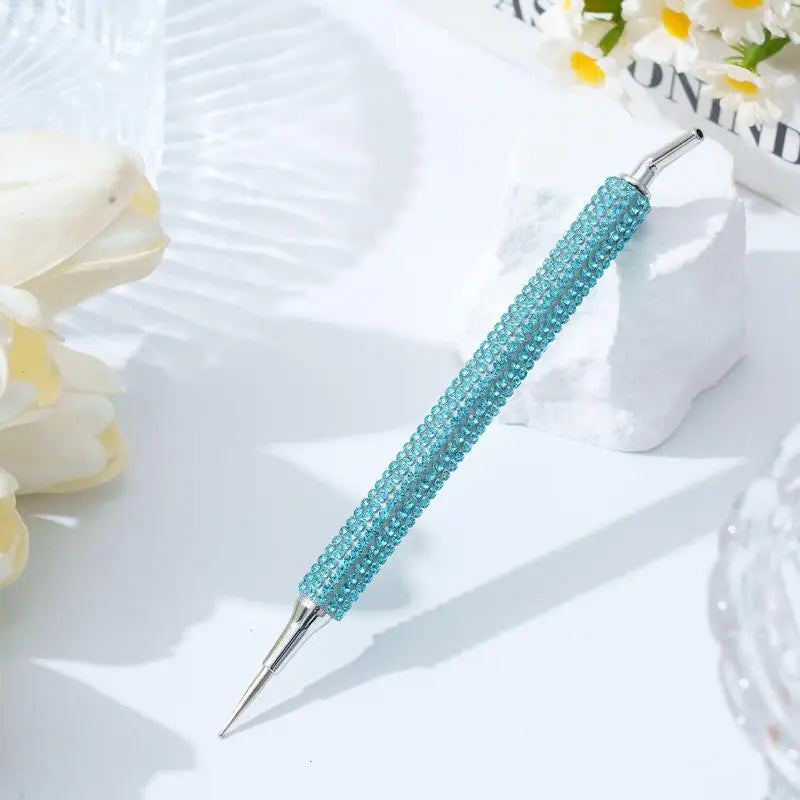 Dual Sided Nail Art Rhinestone Picker Pen Self Adhesive Pickup Tool Qme Light blue