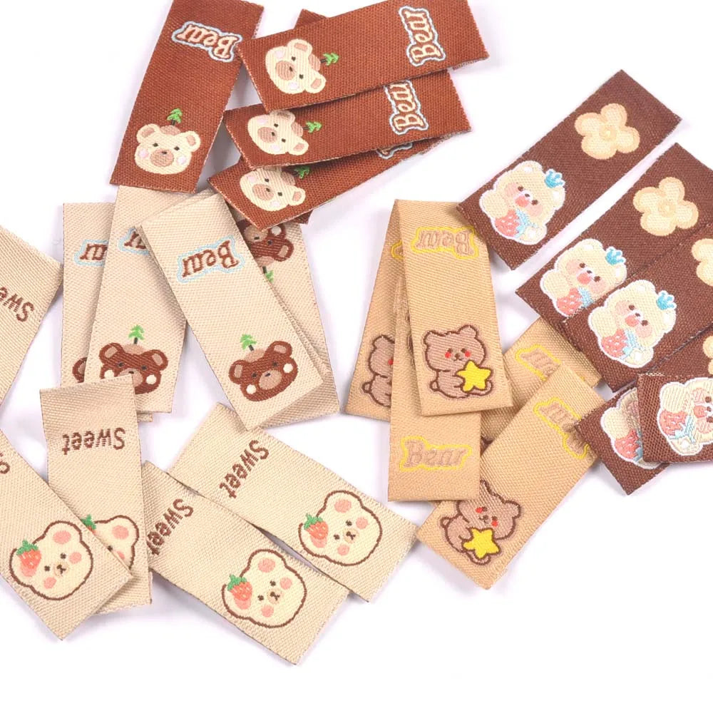 50Pcs Lovely Bear Sweet Labels For Sewing Accessories Kid Garment DIY Crafts Clothes Handmade Supplies Decorative Tags c3576 Qme