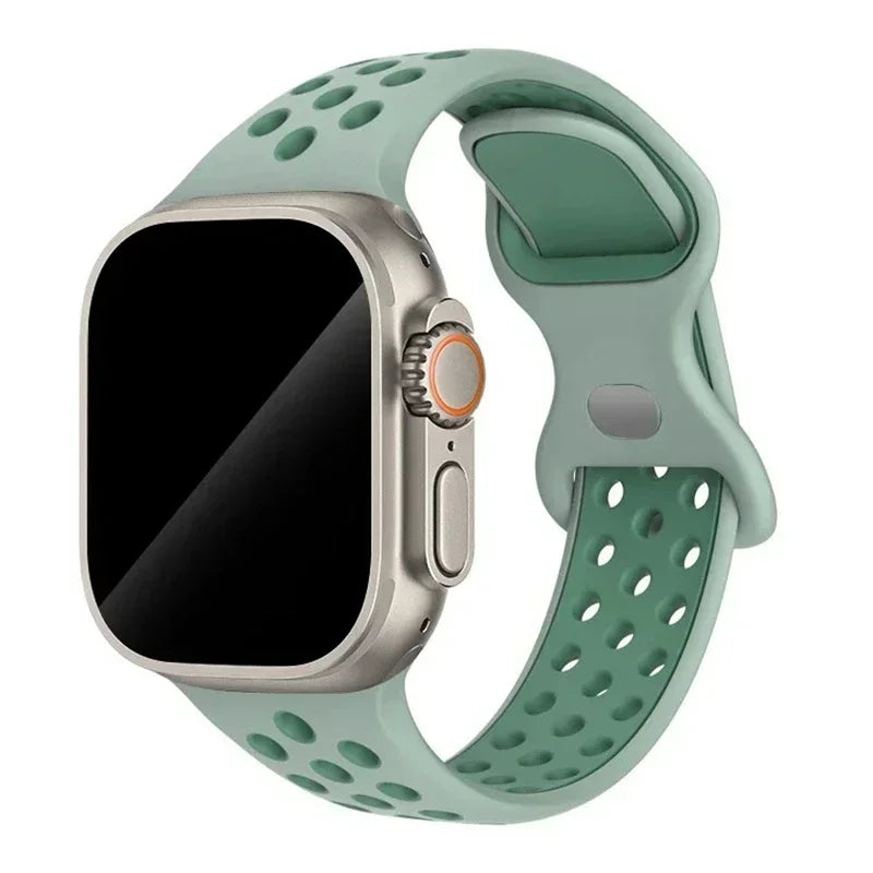 Silicone Strap for Apple Watch Band Ultra 2 49mm 38mm 42mm Sport Bracelet iWatch Series 9 8 7 41mm 45 mm 7 6 SE 5 4 3 44mm 40mm Qme