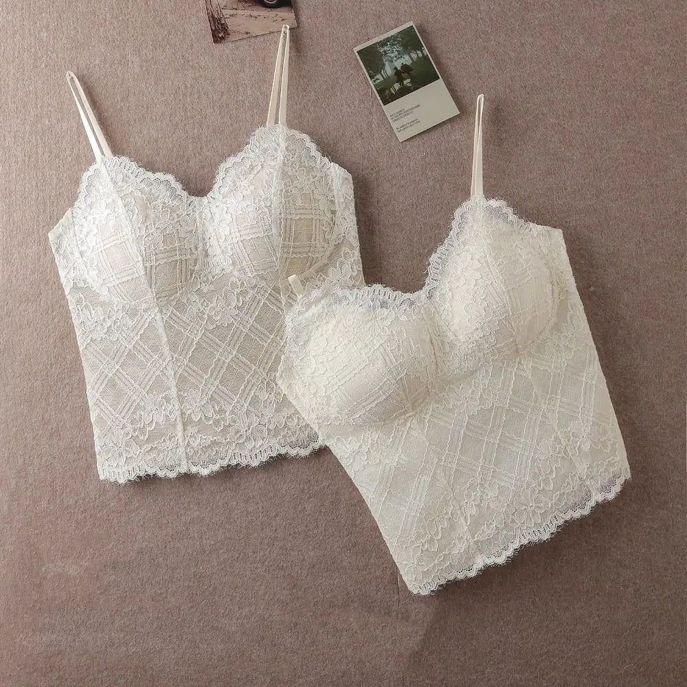 Fashion Fishbone Lace Camisole Transparent Slim Fit Corset Hollow Qme