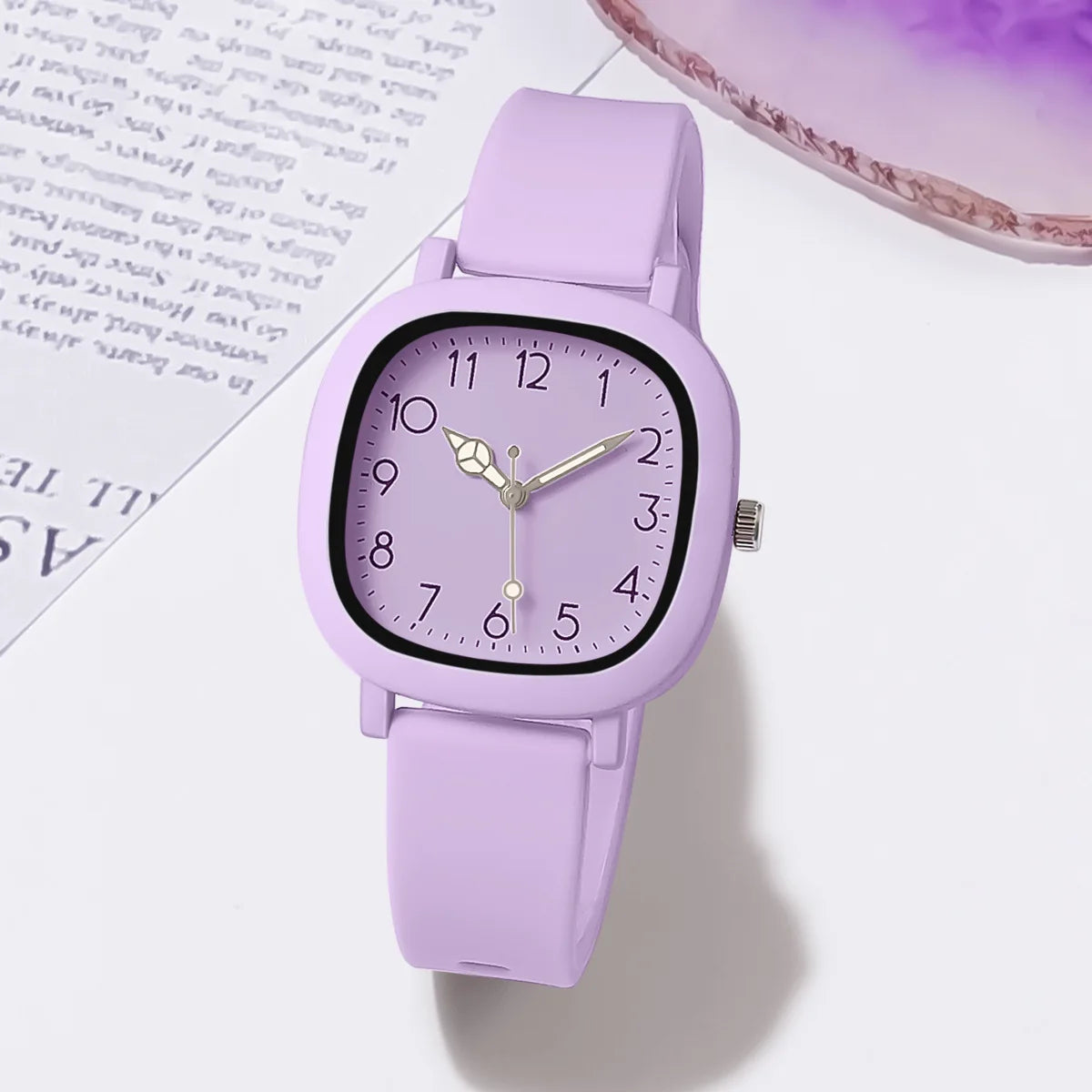 1 pcs candy colored silicone watch, student sports strap, college style square quartz watch Qme