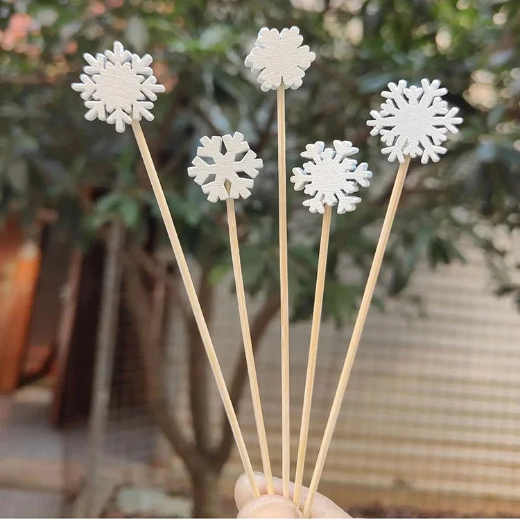50 Christmas Bamboo Skewer Cocktail Picks Cupcake Topper Disposable Qme