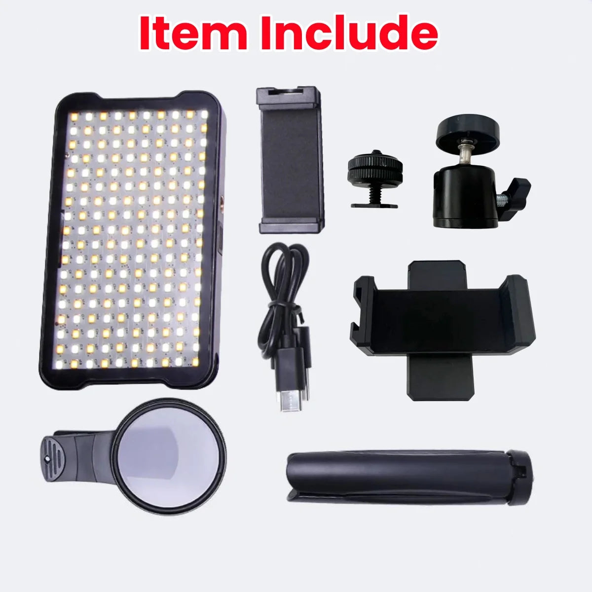 Professional Tattoo Fill Light with 180 LED Beads Reduce Reflected Light of Tattoos 52mm CPL Lens Filter Compatible any Phone Qme black