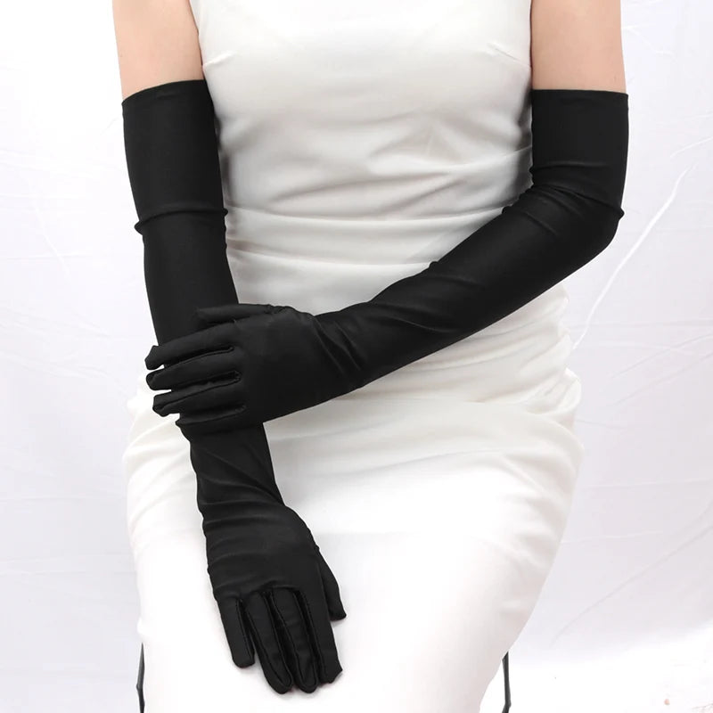 Women Long Finger Elbow Sun Protection Gloves Opera Evening Party Qme