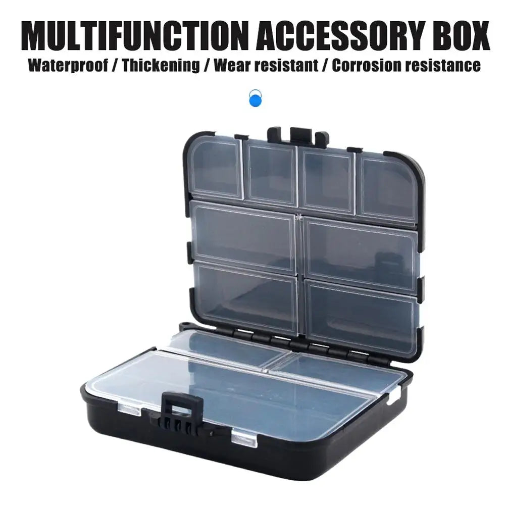 Small Fishing Tackle Box Portable Case Hooks Lure Baits Storage Box Containers Storing Swivels Jigs Hooks Sinker,10 Compartments Qme